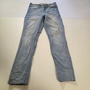 Guess 1981 Skinny Jeans Womens 27 Light Wash Distressed Button Fly W4FA0D1LB1